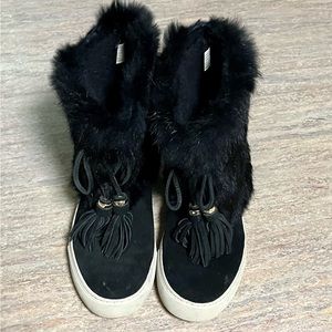 Tory Burch ankle suede boots w/ tassel and Foldover plush
